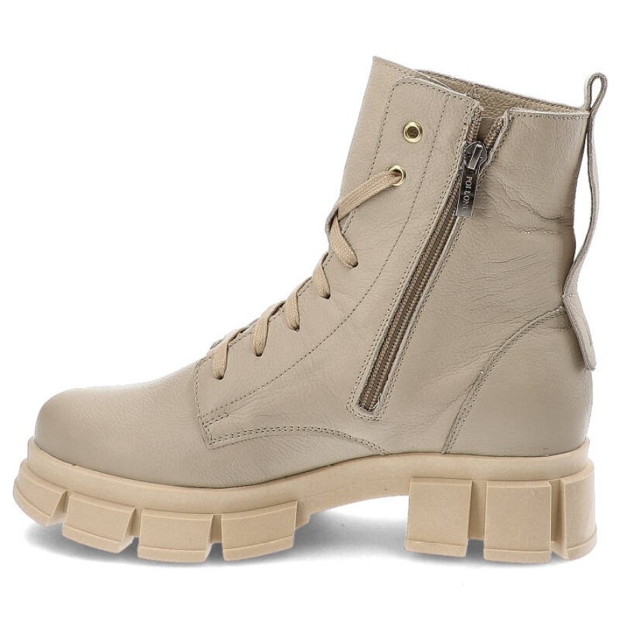 Beżowe Trzewiki Pollonus Modne Buty Damskie