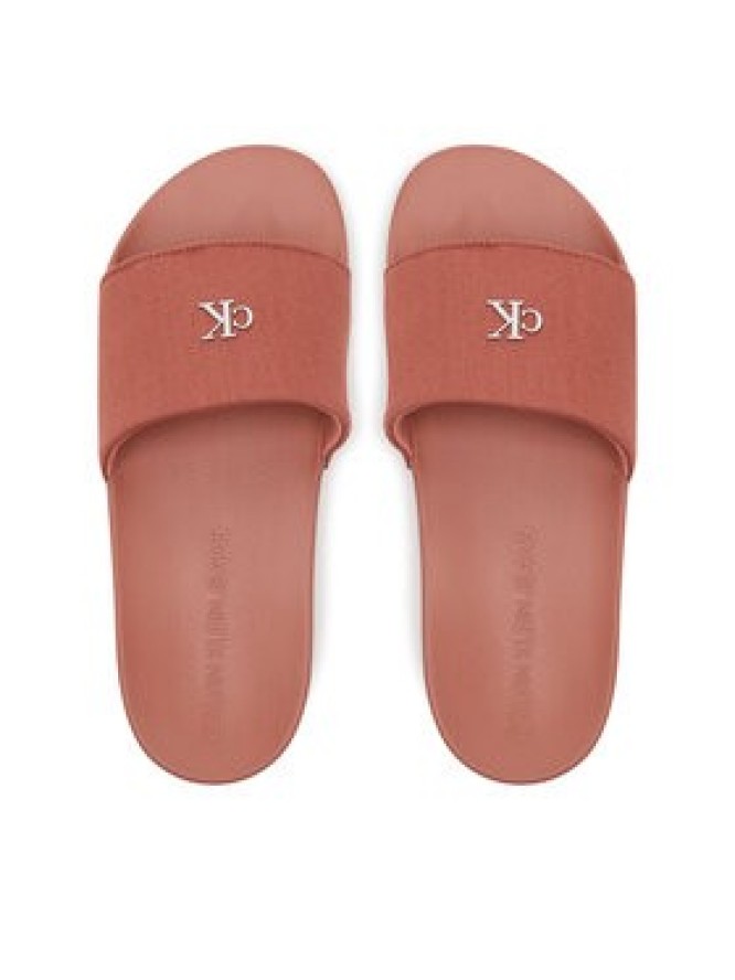 Calvin Klein Jeans Klapki Slide Monogram Hardware YW0YW01713 Koralowy