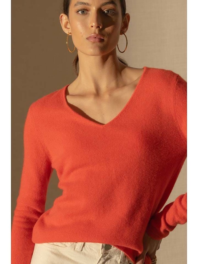 Perfect Cashmere Kaszmirowy sweter "Shannon" w kolorze pomarańczowym rozmiar: S