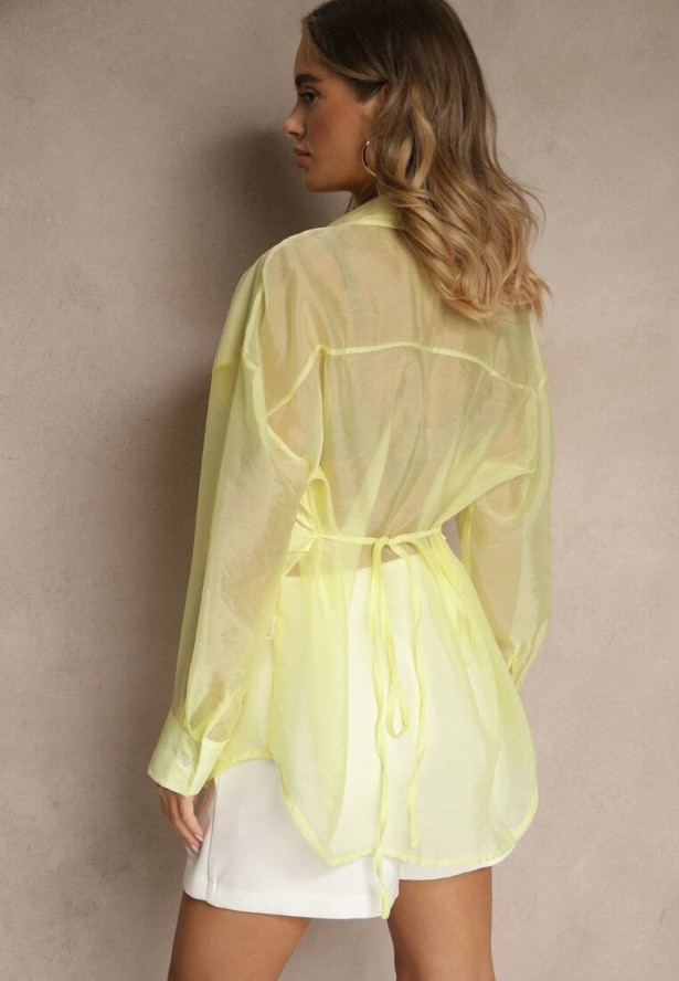 Żółta Koszula Ozdobiona Przezroczystymi Rękawami Tilaria