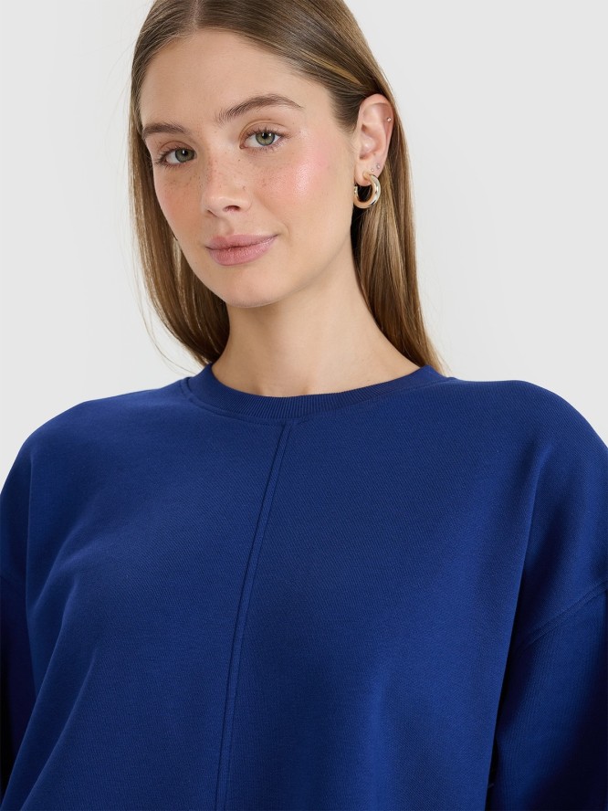 4F Bluza dresowa oversize nierozpinana bez kaptura damska - granatowa S