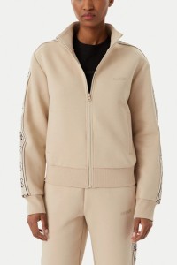 GUESS Beżowa damska bluza rozpinana z lampasami Britney, Rozmiar XL
