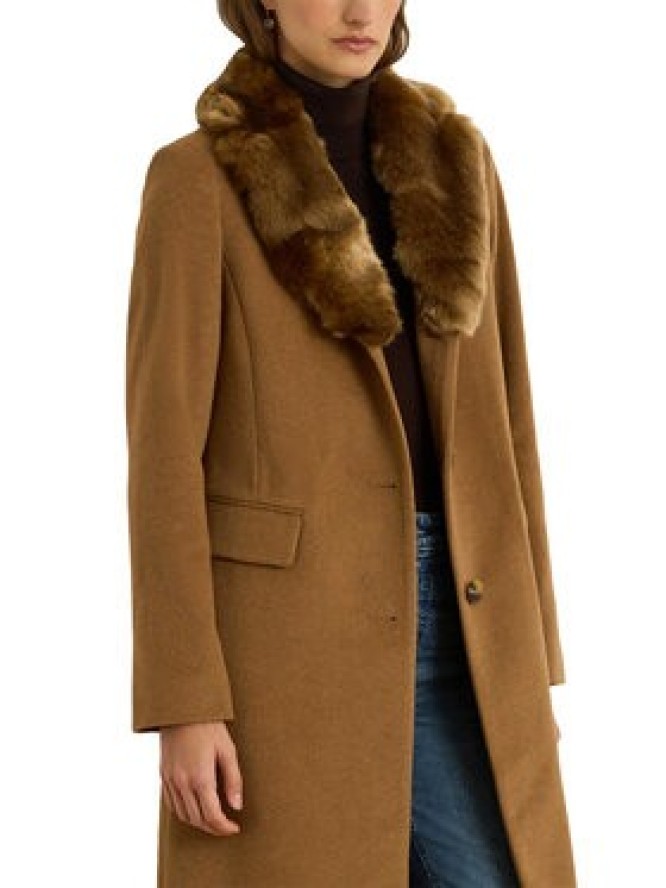 LAUREN RALPH LAUREN Płaszcz wełniany 297P04148002 Brązowy Straight Fit