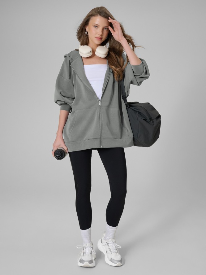 4F Bluza dresowa oversize z modalem damska - szara S