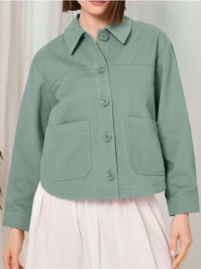 Bawełniana kurtka koszulowa - zielony