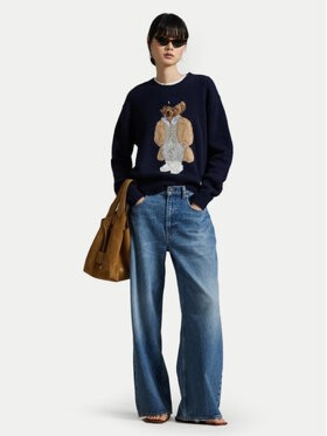 Polo Ralph Lauren Sweter 211972139001 Granatowy Relaxed Fit