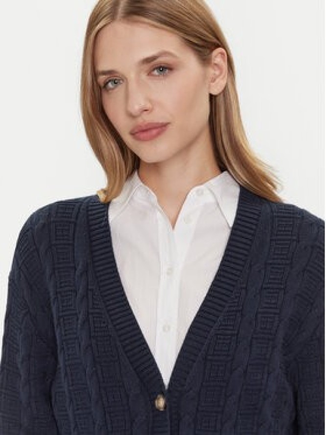 Tommy Jeans Kardigan Cable DW0DW21681 Granatowy Relaxed Fit