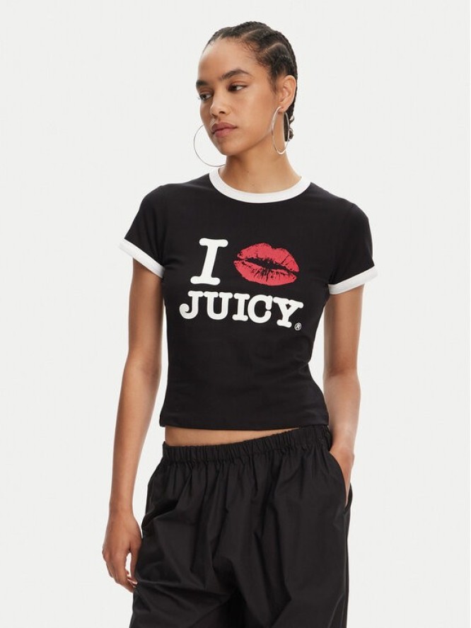 Juicy Couture T-Shirt I Kiss JCWCT125318 Czarny Slim Fit