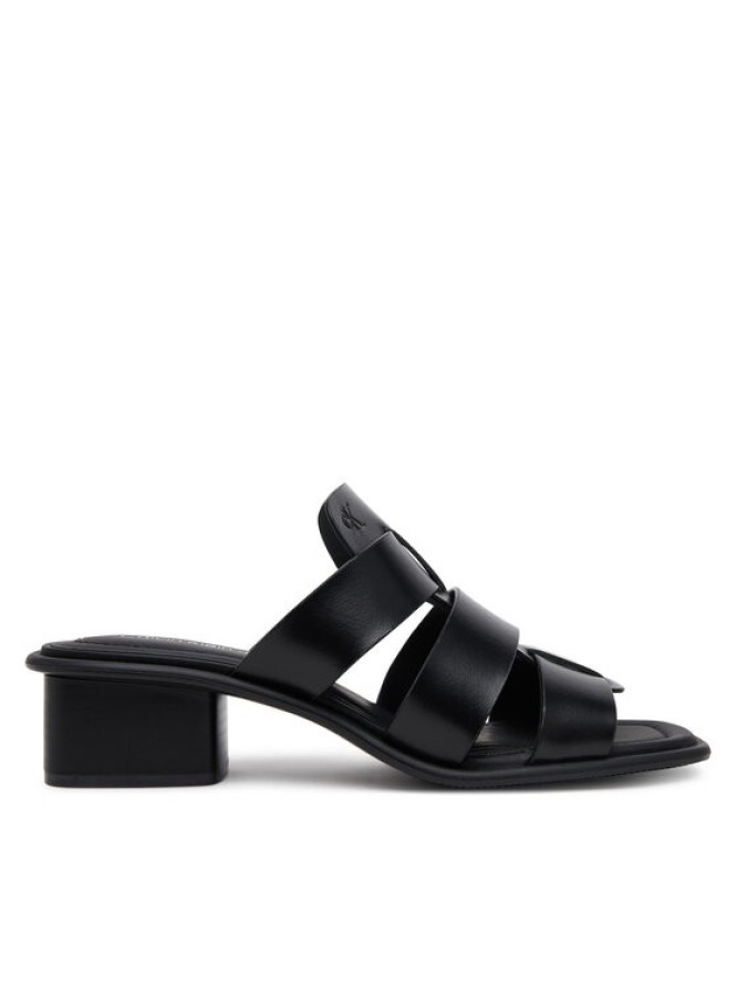 Calvin Klein Jeans Klapki Heel Square Mg Lth YW0YW01702 Czarny