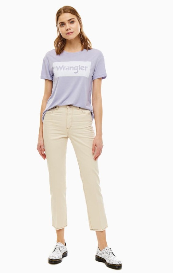 SPODNIE DAMSKIE WRANGLER RETRO STRAIGHT NATURAL SAND W238UQ24U 112127884