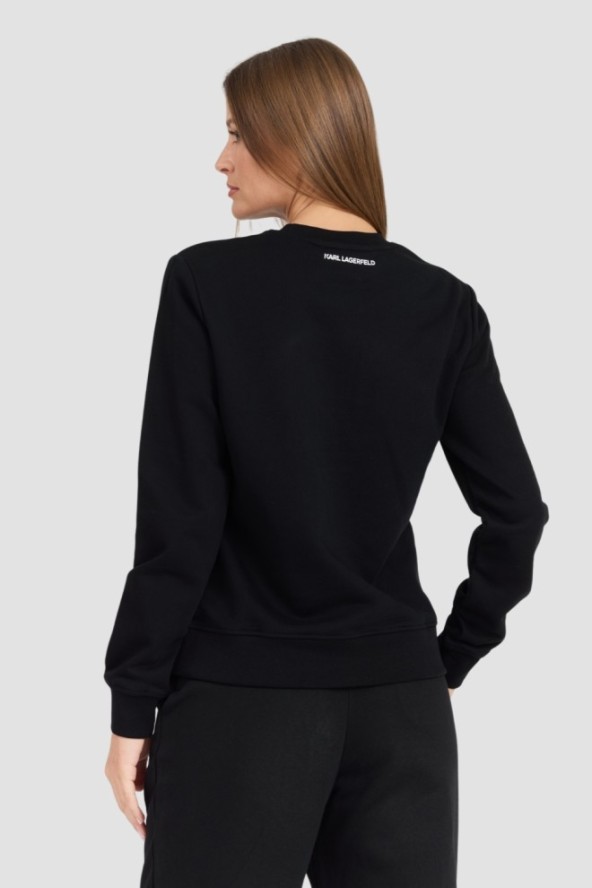 KARL LAGERFELD Czarna damska bluza z cyrkoniami Ikonik 2.0, Rozmiar L