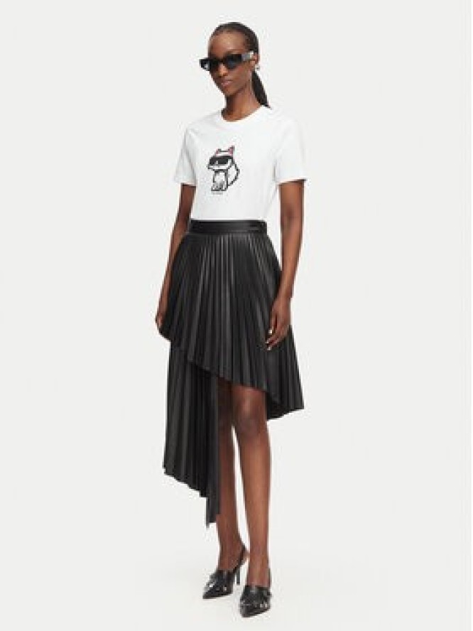 KARL LAGERFELD Spódnica z imitacji skóry B3W12008 Czarny A-Line Fit