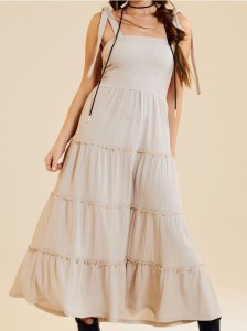 Sukienka maxi z efektem stopniowania - beżowy