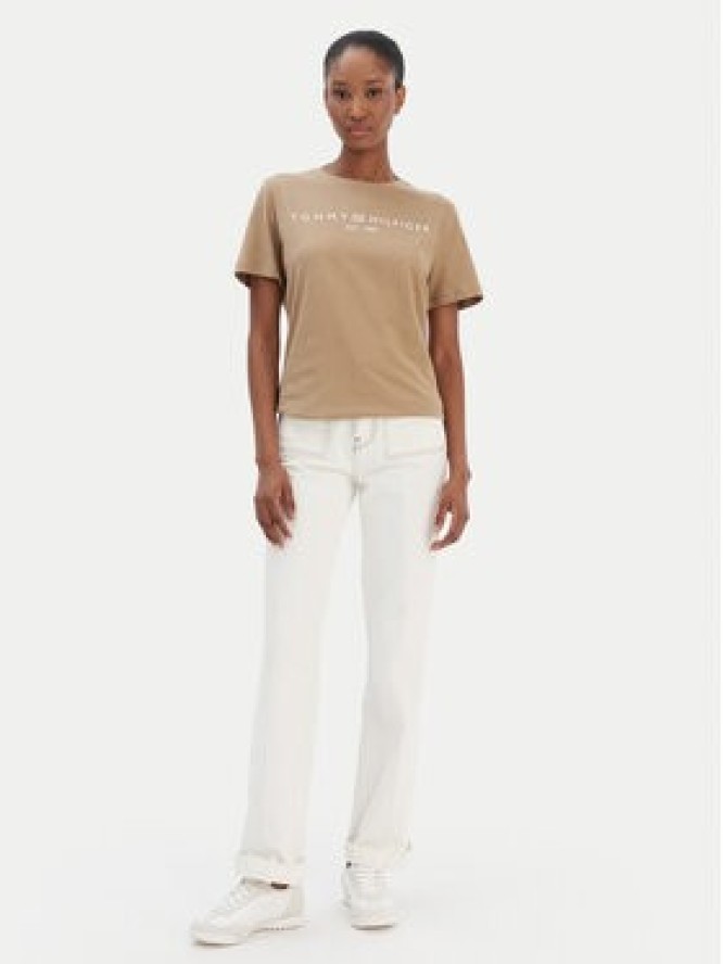 Tommy Hilfiger T-Shirt Logo WW0WW40276 Beżowy Regular Fit