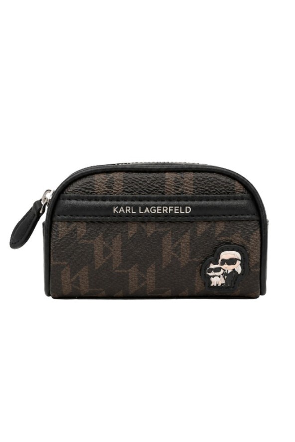 KARL LAGERFELD Czarny pasek damski z mini saszetką Ikon Monogram, Rozmiar 95