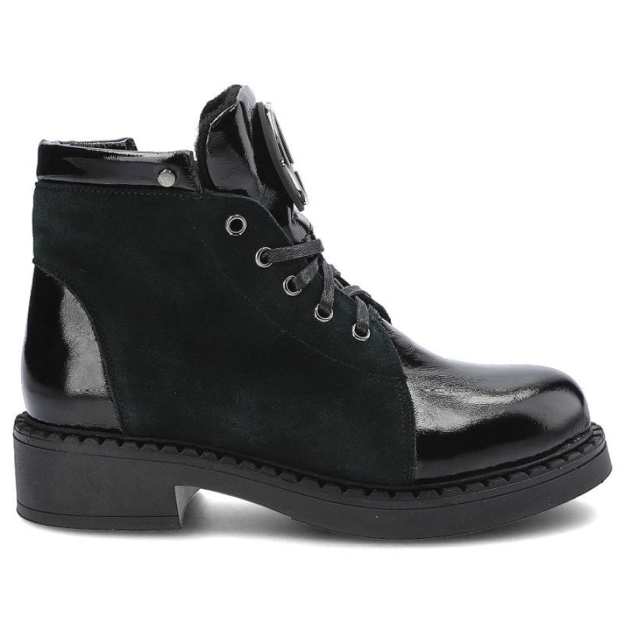 Czarne Botki Pollonus Damskie Stylowe Modne Obuwie