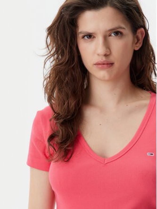 Tommy Jeans T-Shirt Essential DW0DW17385 Różowy Slim Fit