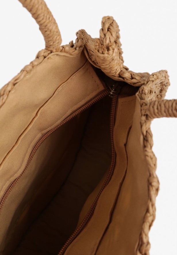 Ciemnobeżowa Okrągła Pleciona Torebka Felesiela