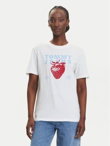 Tommy Jeans T-Shirt Strawberry DW0DW20894 Biały Relaxed Fit