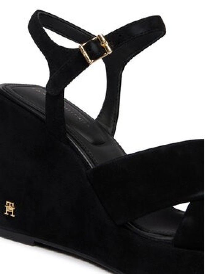 Tommy Hilfiger Sandały Suede Wrapped High Wedge FW0FW09218 Czarny