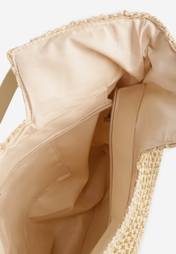 Beżowa Pleciona Torebka Shopper Feleindra