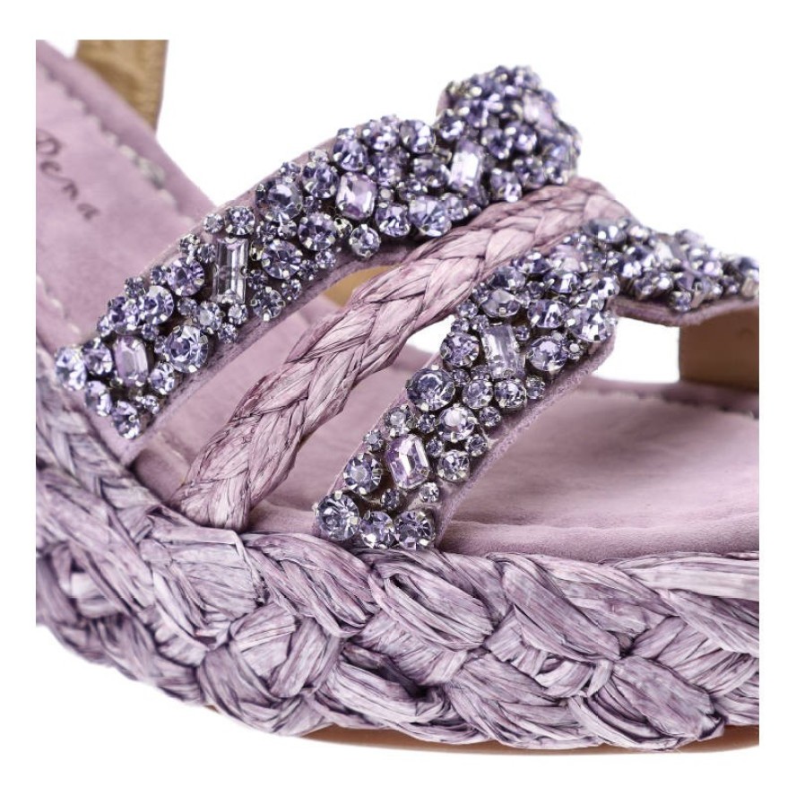 Fioletowe Sandały Alma En Pena Stylowe Buty Na Koturnie