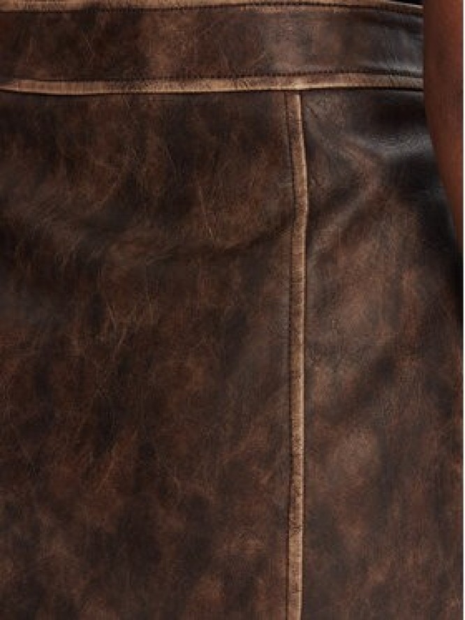 Guess Spódnica z imitacji skóry W5YD46 WHDI0 Brązowy Regular Fit