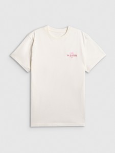 4F T-shirt loose z nadrukiem damski - beżowy M