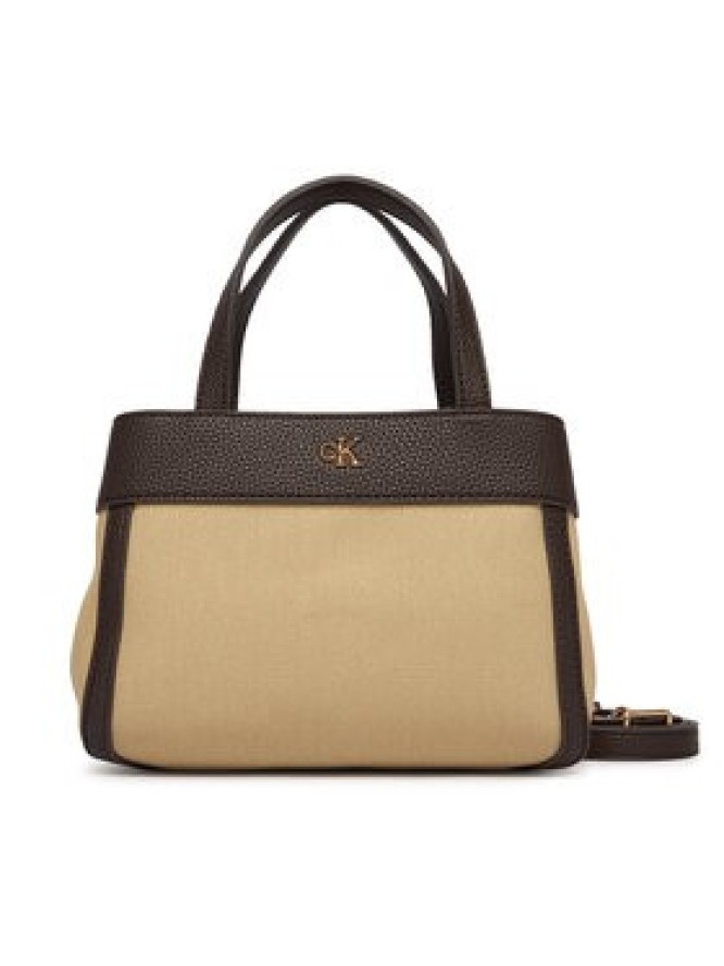 Calvin Klein Torebka Ck Canvas Mini Tote Crossbody LV04F3504G Brązowy