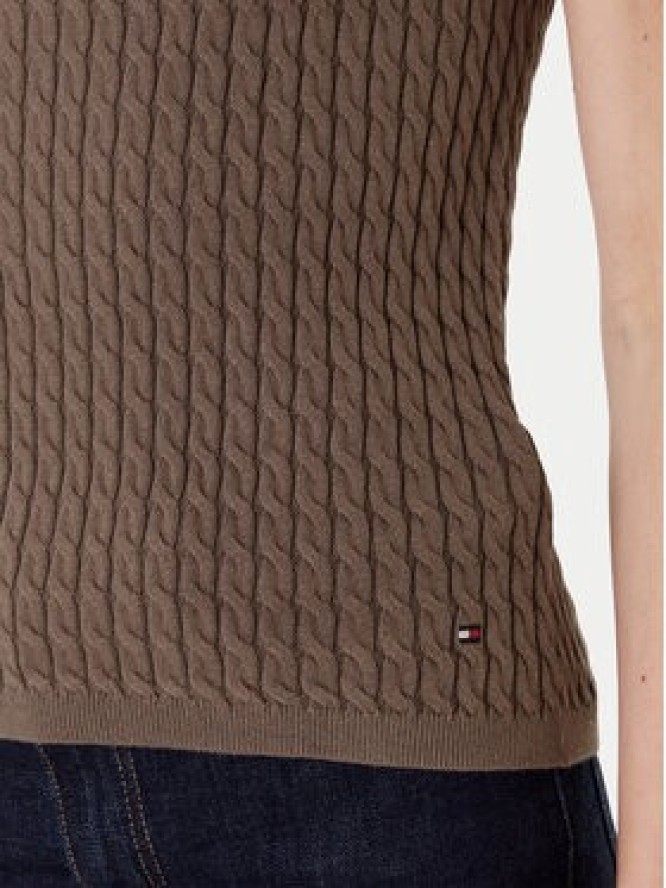 Tommy Hilfiger Top WW0WW45706 Brązowy Slim Fit