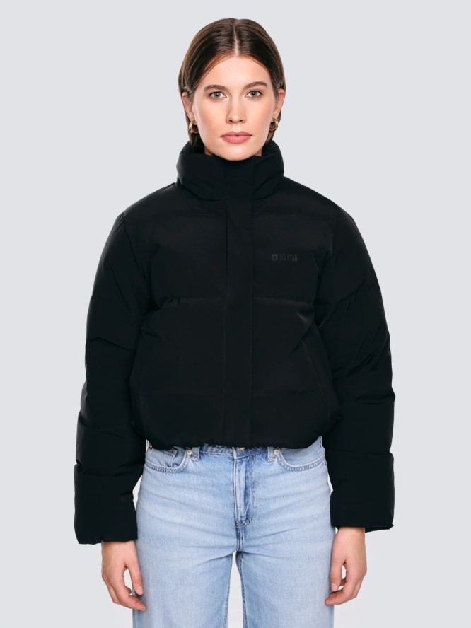 Kurtka damska oversize puchowa z naturalnym wypełnieniem czarna Dalia 906