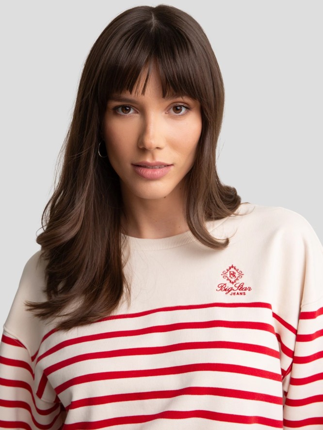 Bluza damska bawełniana w paski kremowa Rosa 103