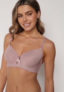 Jasnofioletowy Gładki Biustonosz Zdobiony Kokardką Ocerien