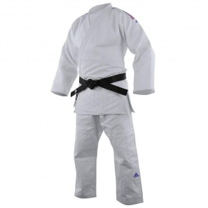 Judogi z niebieskim biało czerwonym paskiem adidas Champion III