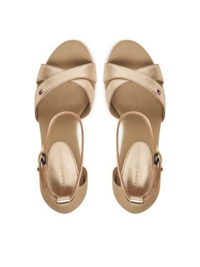 Tommy Hilfiger Sandały Flag Metallic High Wedge Espad FW0FW08811 Złoty