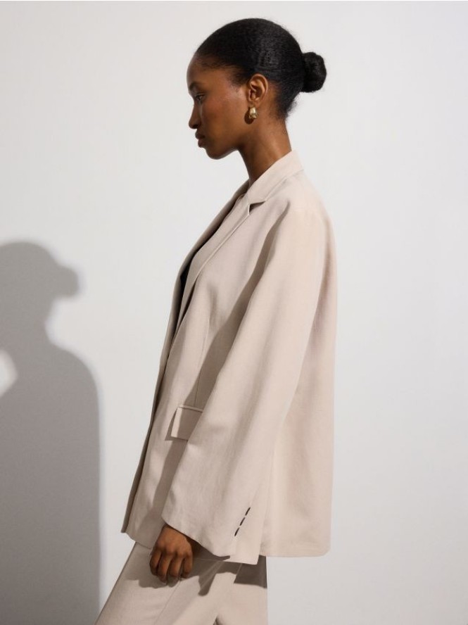 Marynarka oversize z wiskozą i bawełną - beżowy