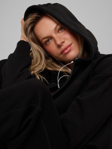 4F Bluza dresowa rozpinana z kapturem damska - czarna XL