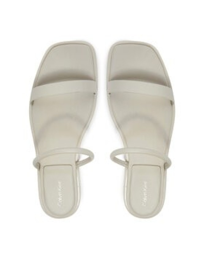 Calvin Klein Klapki Flat Sandal Squared 2-Bar Lth HW0HW02532 Beżowy