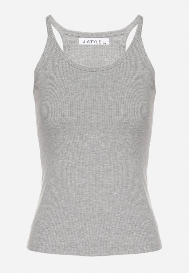 Szary Top z Prążkowanego Materiału Turine