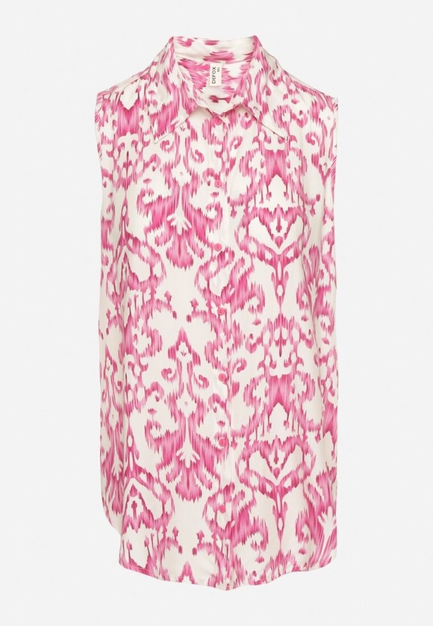 Różowa Bawełniana Koszula Bez Rękawów w Ornamentalny Wzór Jenalea