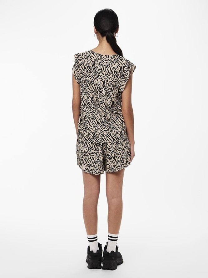 Pieces Top w kolorze beżowo-czarnym rozmiar: XS