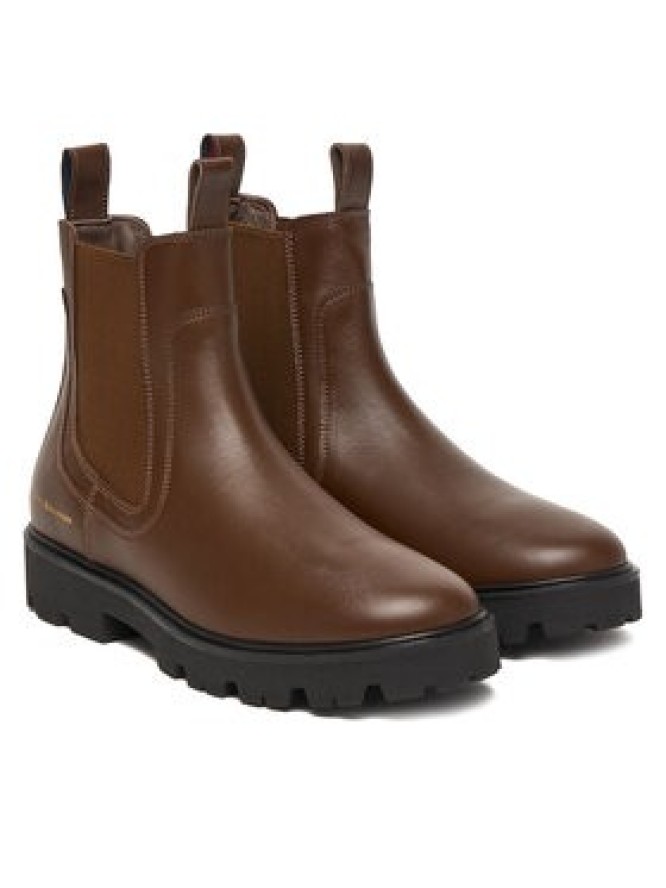 Tommy Hilfiger Sztyblety Lthr Low Chelsea FW0FW08775 Brązowy