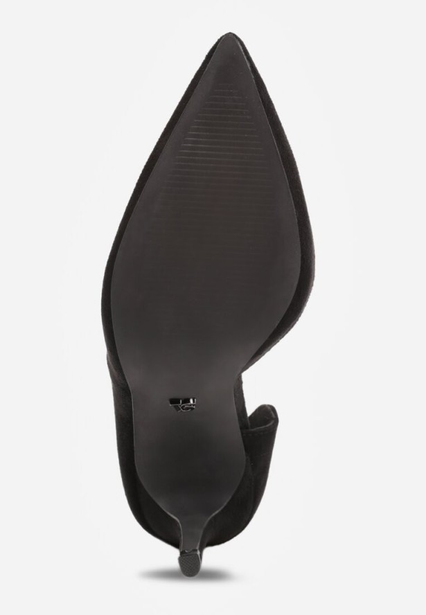 Czarne Szpilki Vices z Wkładką ze Skóry Naturalnej Ozdobione Wycięciem Oliritia