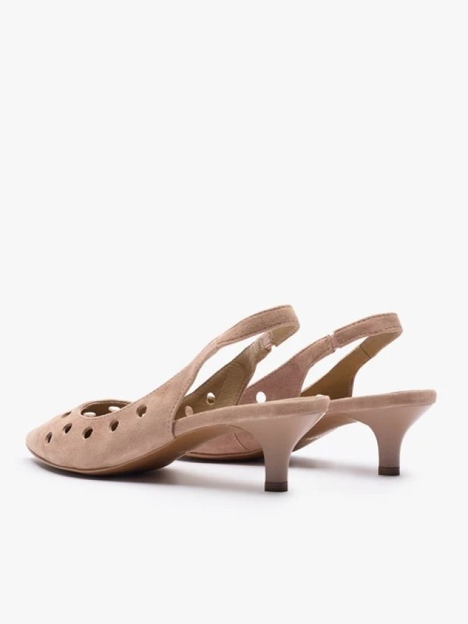 Brudnoróżowe wycinane czółenka bez pięty slingback