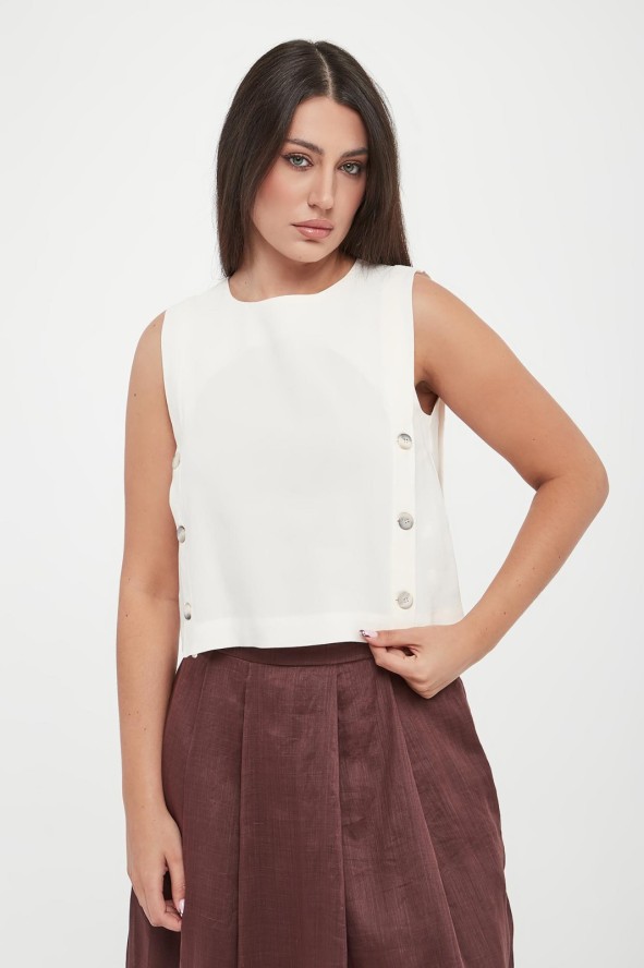 Top damski lniany Unione MARELLA MONOCHROME