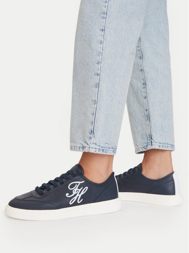 Tommy Hilfiger Sneakersy Th Icon Court Script Premium FW0FW09604 Granatowy
