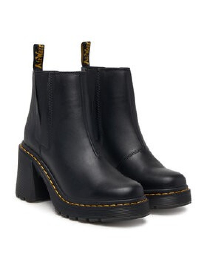 Dr. Martens Botki Spence Leather Flared Heel DM26440001 Czarny