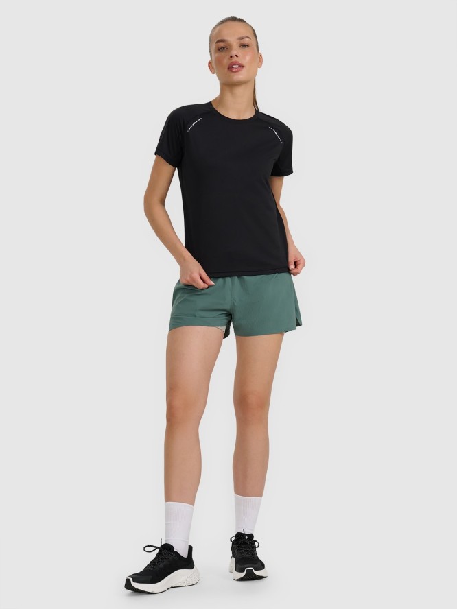 4F Koszulka do biegania w terenie szybkoschnąca damska - czarna XS