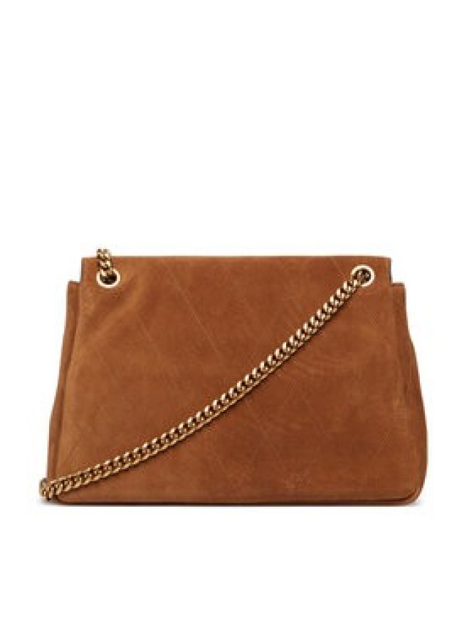 Tory Burch Torebka Charlie Quilted Suede Shoulder Bag 183357 Brązowy
