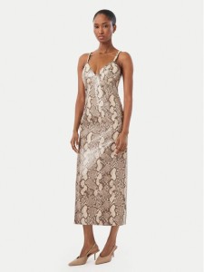 Bardot Sukienka z imitacji skóry Estine 60086DB1 Beżowy Slim Fit